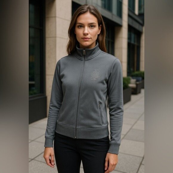 Vintage Lauren Ralph Lauren Active Women 2-Tone Gray Zip Track Jacket Sz Small - Picture 1 of 11